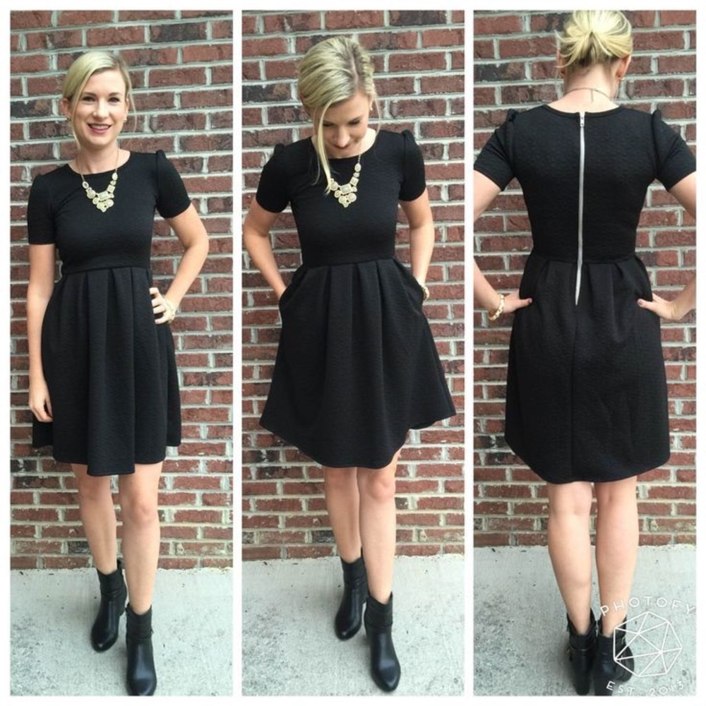 Solid black Amelia knee length dress